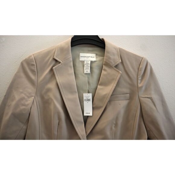 Banana Republic 802817 Women's Sz 12 Beige Stretch Cotton Blend Blazer - Picture 3 of 9